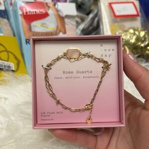 A New Day Gold Rose Quartz Bracelet